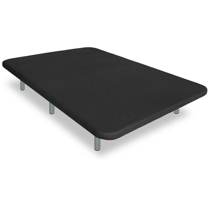 

Base Tapizada modelo Drago con Sistema Antiruido 3D Negro medida 160 x 180 cm Súper-Reforzada con 7 patas de 27 cm y 7 barras transversales