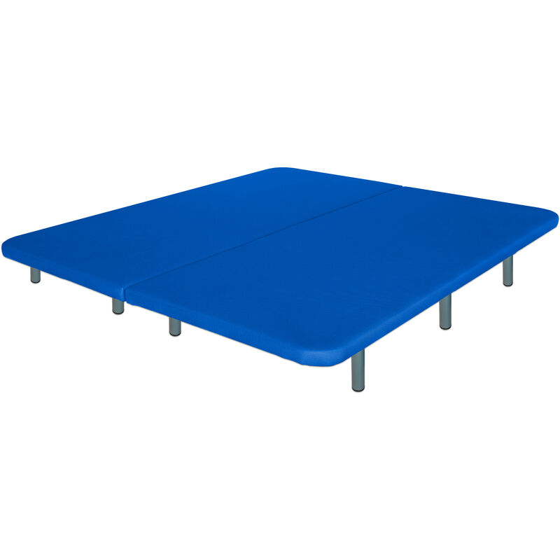 

Base Tapizada modelo Drago con Sistema Antiruido 3D Azul medida 180 x 200 cm (2 uds. 90x200 + uniones) Reforzada con 12 Patas de 27 cm y 5 barras