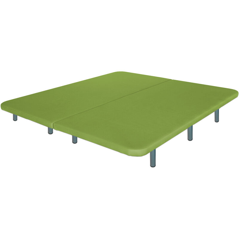 

Base Tapizada modelo Drago con Sistema Antiruido 3D Verde medida 180 x 200 cm (2 uds. 90x200 + uniones) Reforzada con 12 Patas de 27 cm y 5 barras