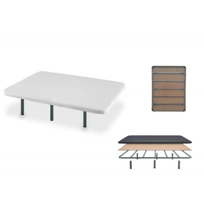 

Base tapizada Montreal 150*190 BLANCO en 3D Super reforzada con 7 barras transversales y sistema antirruido