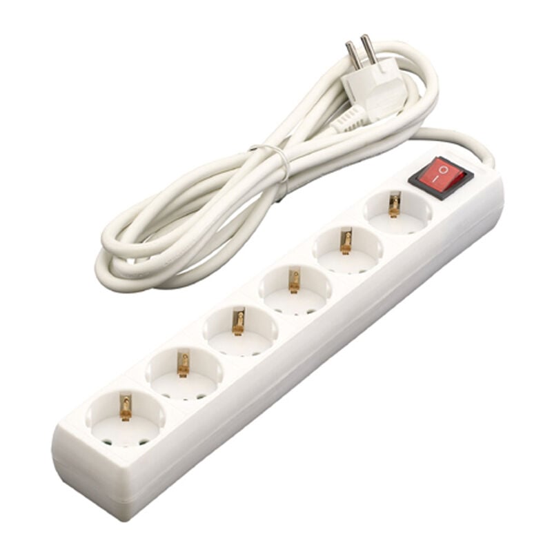 

Base multiple 6 tomas c/interruptor 3m blanco