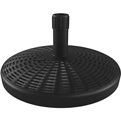 Base Tonda Per Ombrellone Centrale Da Giardino Riempibile Con 24 Kg Di Acqua o Sabbia Da Giardino Per Palo Centrale Resistente Alle Intemperie Terrazzo Balcone In Plastica Effetto Rattan 26 cm Nero