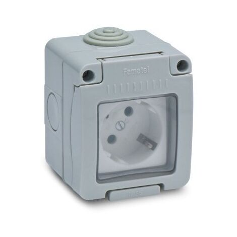 Base Enchufe Electricidad 10Amp Ip55 Schuko Toma tierra Est Famat