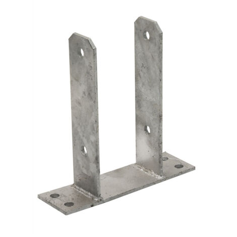 Base U per palo in legno da 7 cm  Ancoraggio per pavimento a forma di U zincato  Supporto per palo in legno 16x20x7,1 cm