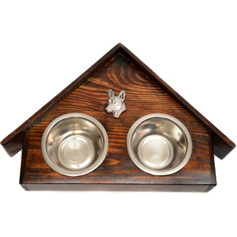 Basenji, Basendżi, Kongohund - Holzständer mit Hundenäpfen, dekorative Hundenäpfe, Geschenk zur Adoption eines Hundes von Art-Dog