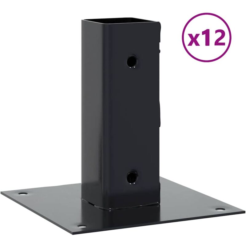 Vidaxl - Bases de poteau carrées 12 pcs anthracite 51x51 mm
