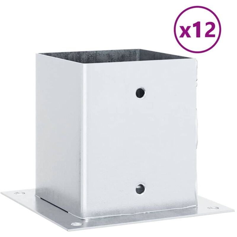 Vidaxl - Bases de poteau carrées 12pcs argent 101x101 mm acier galvanisé