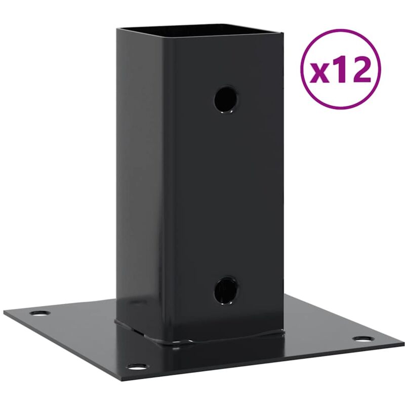 Bases de poteau carrées 12 pcs anthracite 71x71 mm vidaXL