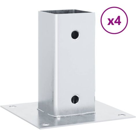 Bases de poteau carrées 4 pcs argent 71x71 mm acier galvanisé CFW21458