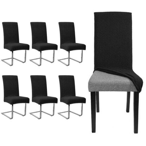 Basetbl – Housses de chaise extensibles universelles – Tissu jacquard 85% polyester – Résistantes à l'eau et à l'huile – Lot de 6