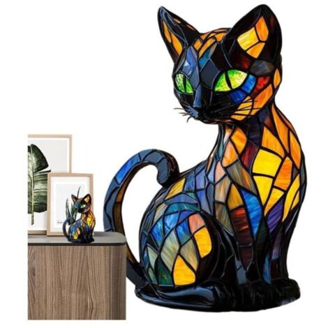 Basetbl – Lampada da notte in vetro colorato con animali – Lampada da tavolo vintage portatile – Illuminazione soffusa per la cameretta dei bambini – Materiale in resina ecologica – 20 cm