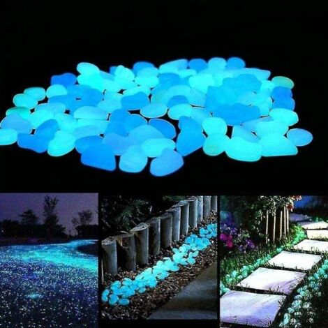 Basetbl – Lot de 100 pierres lumineuses 2-3 cm – Pigment photoluminescent + résine – Brillent dans l'obscurité – Décor pour allées et aquariums