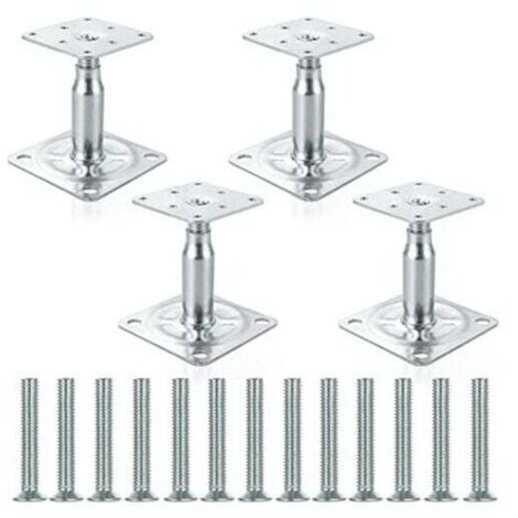 Basetbl – Lot de 4 supports de poteau réglables en acier galvanisé 100-150 mm – Fixation robuste pour treillis et pergolas – Pour chantiers humides