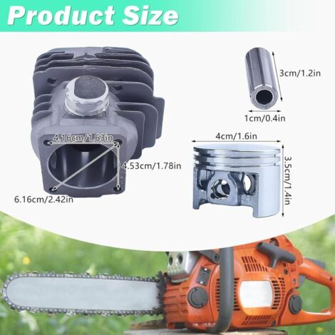 Basetbl – Pistone e cilindro per motosega Stihl 026 MS260 – Nikasil 44,7 mm – Kit da 16 pezzi con guarnizioni e candela – Prestazioni ottimali