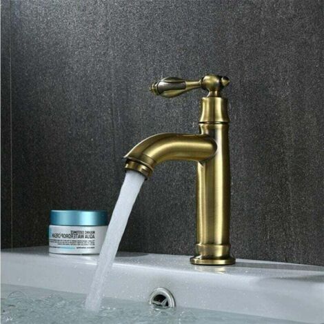 Basetbl – Retro single-handle basin tap – Antique brass and copper – Ceramic filter element – Single-hole installation