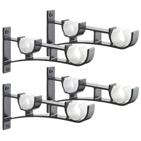 Basetbl – Support de tringle à rideau en aluminium – Lot de 4 – Capacité jusqu'à 50 kg – Boucle de sécurité antidérapante – Compatible tringles 1-3cm