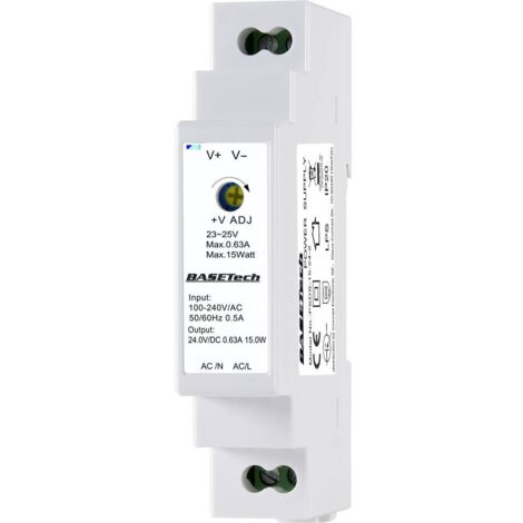 Basetech BT-2250248 Alimentation rail DIN 24 V 0.63 A 15 W Nbr. de sorties:1 x Contenu 1 pc(s) A375162