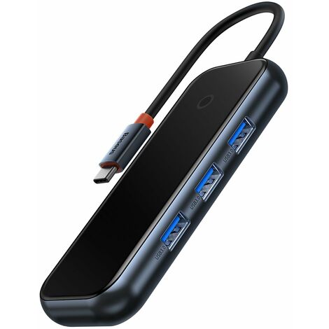 Baseus AcmeJoy HUB 4-Port (USB-C auf 1x USB-C PD&Data/3x USB3.0) dunkelgrau (WKJZ010013)