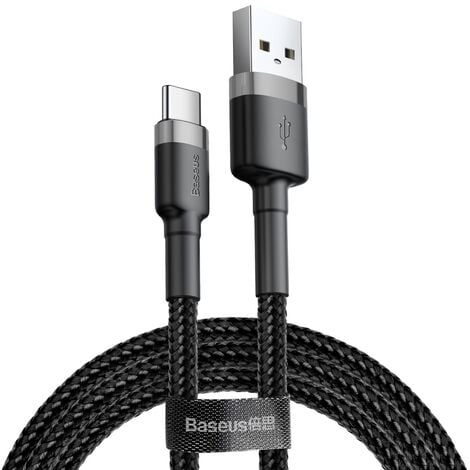 BASETECH Baseus Cafule Ladekabel strapazierfähiges Nylonkabel USB / USB-C QC3.0 3A 1M schwarz-grau