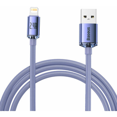 Baseus Crystal Shine Series Kabel USB-Kabel für schnelles Aufladen und Datenübertragung USB Typ A - Lightning 2.4A 2m lila (CAJY000105)