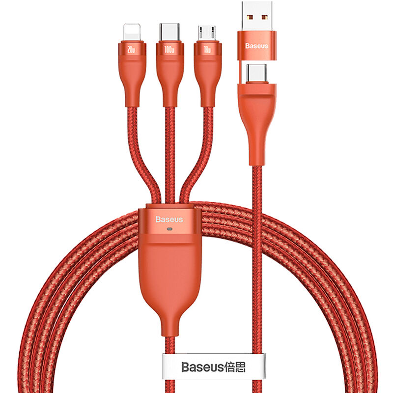 

Flash Series 2 para 3 Cable 1.2m PD 100W QC 18W Cable de carga rapida 3-en-1 Tipo-C / USB a MicroUSB / Tipo-C / iPhone Cable de carga rapida