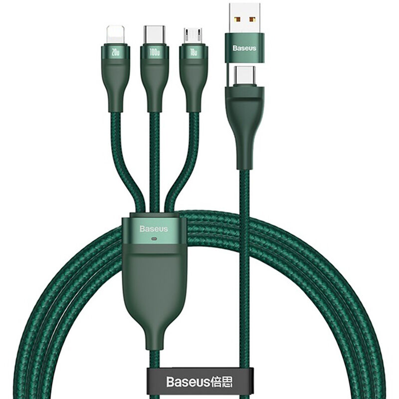 

Flash Series 2 para 3 Cable 1.2m PD 100W QC 18W Cable de carga rapida 3-en-1 Tipo-C / USB a MicroUSB / Tipo-C / iPhone Cable de carga rapida