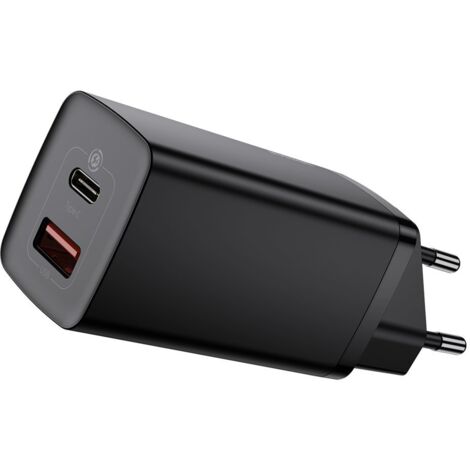 Baseus GaN2 Lite Wandladegerät, USB + USB-C, 65 W, EU (Schwarz)