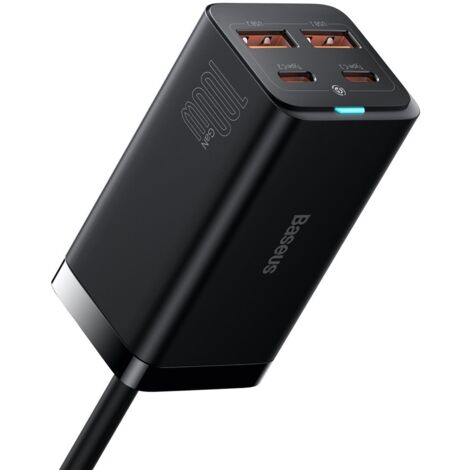 Baseus GaN3 Pro 2xUSB-C + 2xUSB-Wandladegerät, 100W (Schwarz)