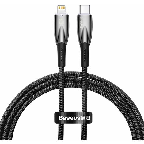 Baseus Glimmer Series Schnellladekabel USB-C – iPhone 480 Mbit/s PD 20 W 1 m schwarz