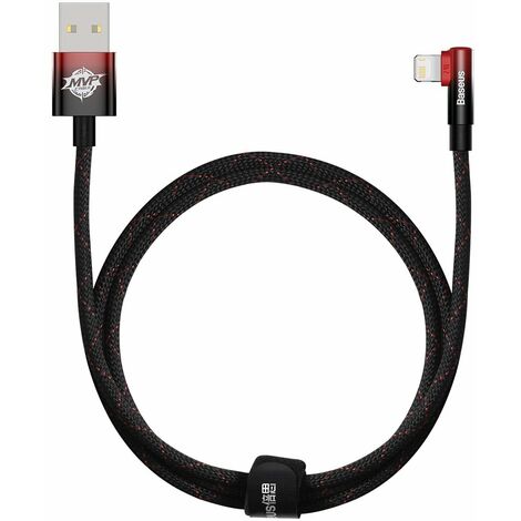 Baseus MVP 2 Winkelkabel mit seitlichem USB / Lightning Stecker 1m 2.4A rot (CAVP000020)