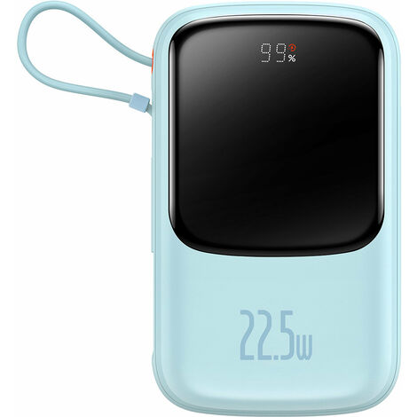 Baseus Qpow Powerbank 10000mAh eingebautes USB Type-C Kabel 22.5W Quick Charge SCP AFC FCP blau (PPQD020103)