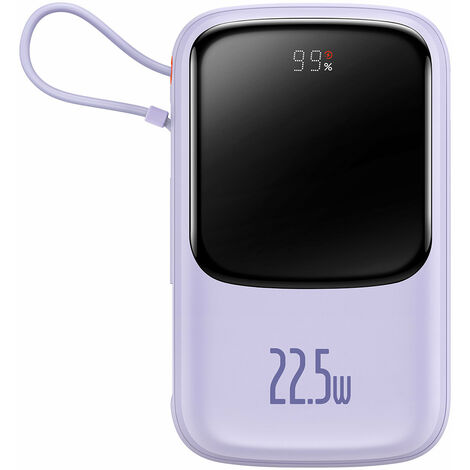 Baseus Qpow Powerbank 10000mAh eingebautes USB Type-C Kabel 22.5W Quick Charge SCP AFC FCP lila (PPQD020105)