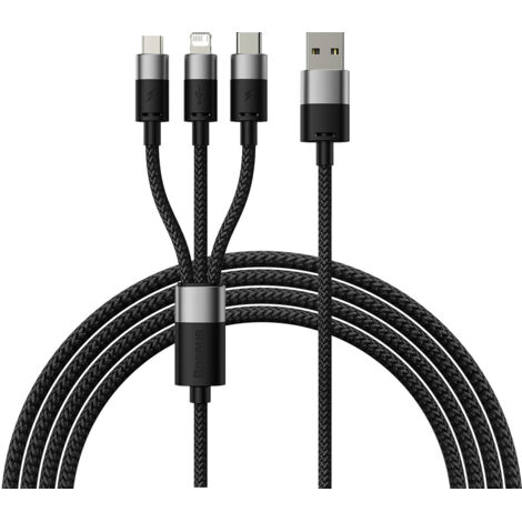 Baseus StarSpeed 3-in-1 USB-Kabel, USB-C + Micro-USB + Lightning, 3,5 A, 1,2 m (schwarz)