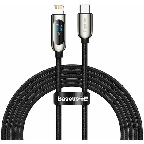 Baseus USB Typ C - Lightning 20W Schnellladedatenkabel Power Delivery mit Display Powermeter 2m schwarz (CATLSK-A01)