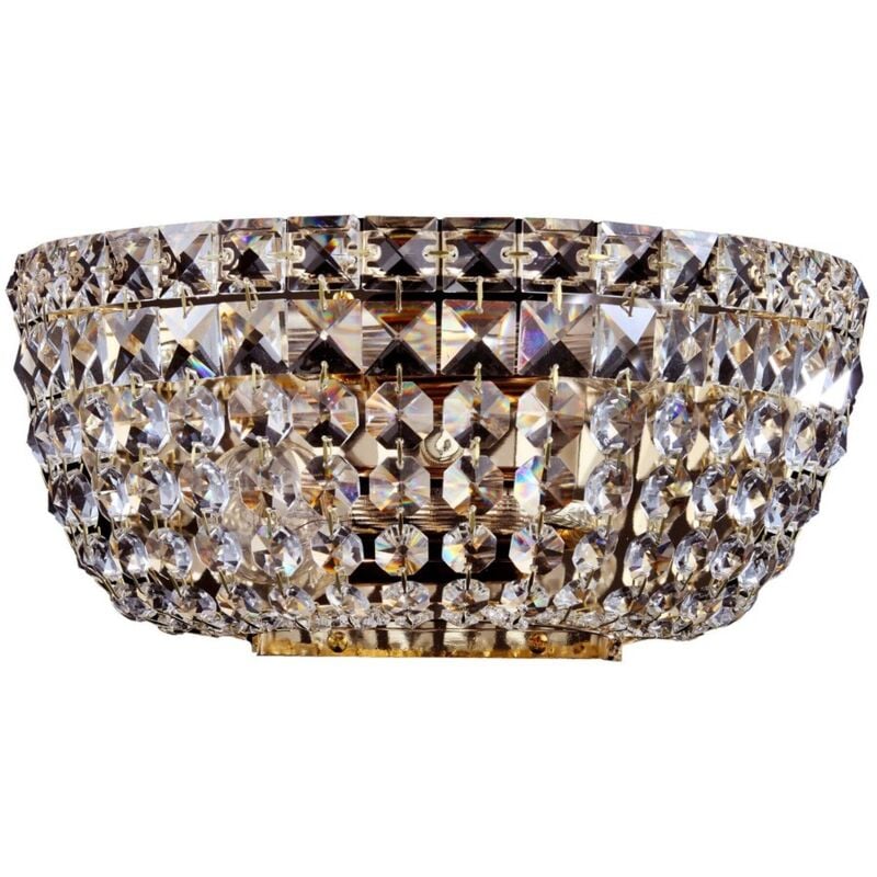 Basfor Applique Murale Flush Or Antique & Cristal, 2 Lumières, E14