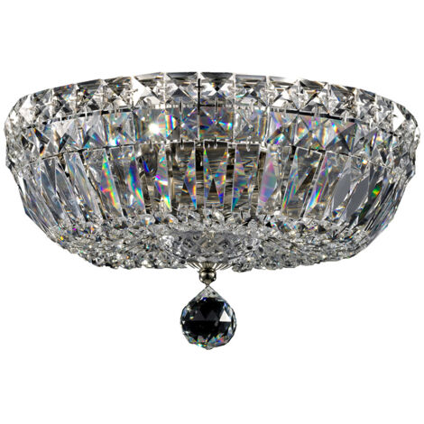 Basfor Lampada da soffitto semi-incasso nichel antico e cristallo, 3 luci, E14