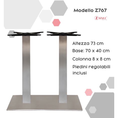 Basi per Tavoli in Acciaio Inox - ZStyle   Z767: L 70 x P 40 x H 73 cm  base tavolo, gamba tavolino , piede centrale, metallo, per catering bar ristoranti bistrot - basamento - per interno / esterno