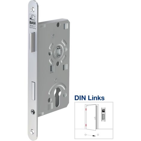BASI® Zimmertür-Einsteckschloss DIN rechts | links ES 925 Nickel silber f. Profilzylinder mit Wechsel Tür-Schloss rund