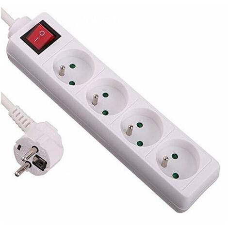 Basic Bloc Multiprises 4 Prises Longueur 1,5M, Section 3G1 mm, Blanc