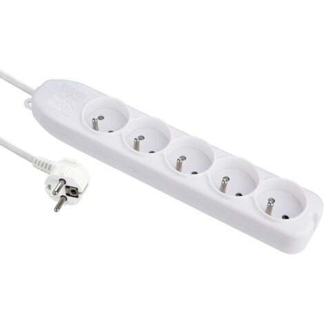 Basic Bloc Multiprises 5 Prises Section 3G1 mm, Blanc, Longueur 1,5M