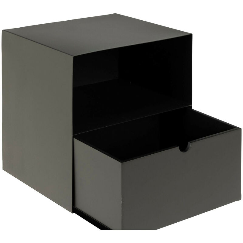 hellin - chevet suspendu cube en métal et bambou 1 tiroir 1 niche - janie - noir
