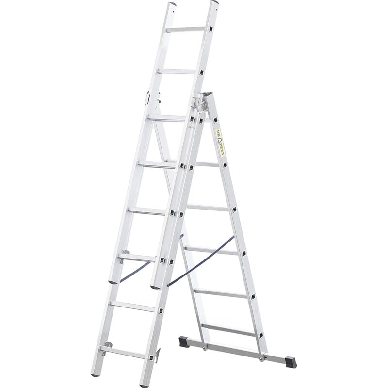Basic Home Échelle en Aluminium 3 Éléments – Escabeau 3x6 Marches – Escabeau en Aluminium Léger – Échelle Pliable pour la Maison – Capacité 150 Kg –