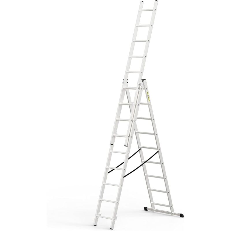 Basic Home Échelle en Aluminium 3 Éléments – Escabeau 3x9 Marches – Escabeau en Aluminium Léger – Échelle Pliable pour la Maison – Capacité 150 Kg –