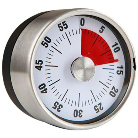 Basics mechanical and magnetic timer. Maximum 60 minutes. Audible alarm when the time is up.