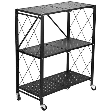 BASIKE - Contenitore con rotelle - Credenza - 3 ripiani - Mobile pieghevole