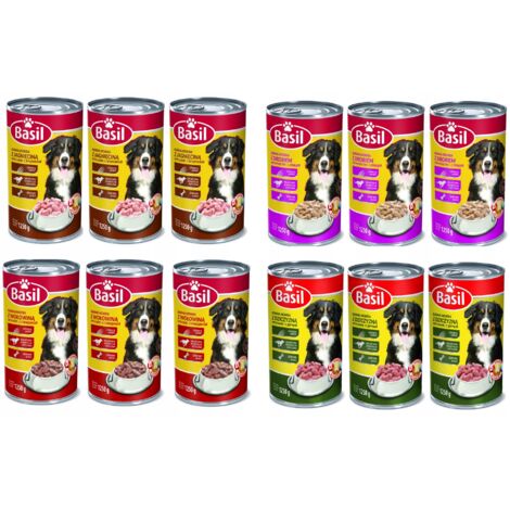 Basilikum Nassfutter 1250g GESCHMACKS-MIX für Hunde 12 Stk.