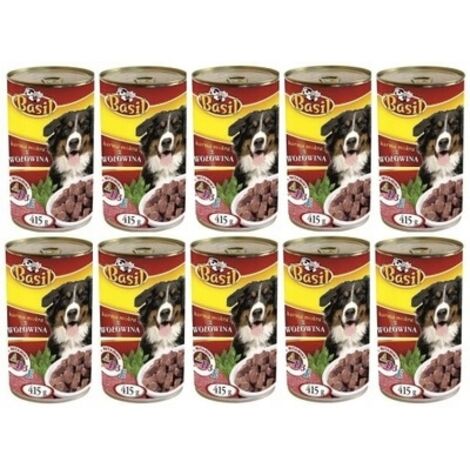 Basilikum Nassfutter 415g mit Rind für Hunde 10 Stk.