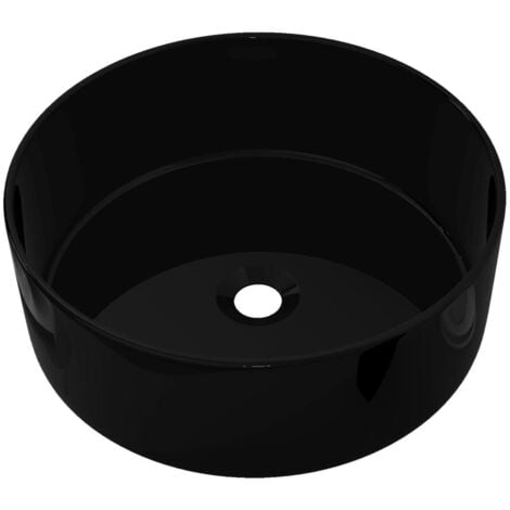 Basin Ceramic Round Black 40x15 cm vidaXL