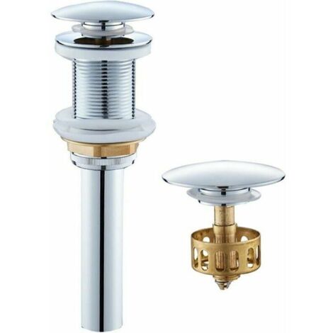 Basin drain, Pop-up drain system, Drain without overflow, Universal drain for basin, Chrome-plated brass drain for sink, 1 1/4" thread
