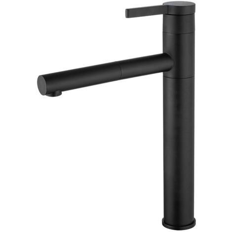 Basin Faucet, All Copper, Hot and Cold Basin Faucet, 360 Degree Rotating Pull-Out Faucet, Black